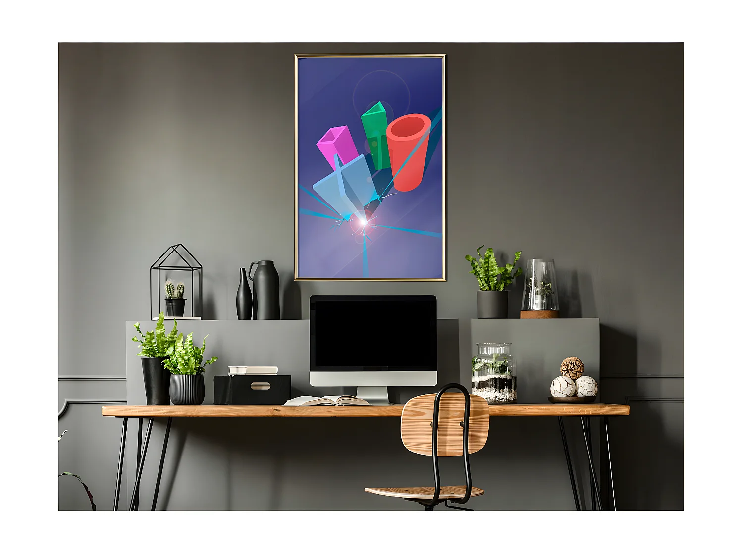 Affiche Murale Encadrée "Let's Play" 40 x 60 cm Or