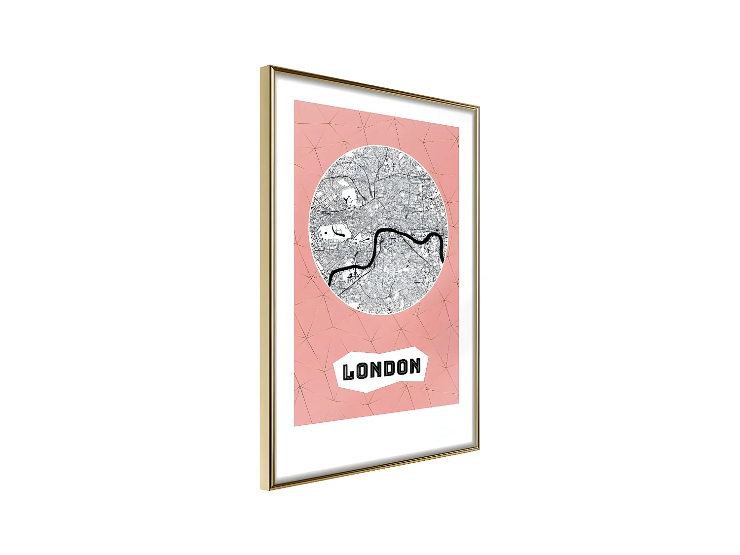 Affiche Murale Encadrée "City map London Pink" 30 x 42 cm Or