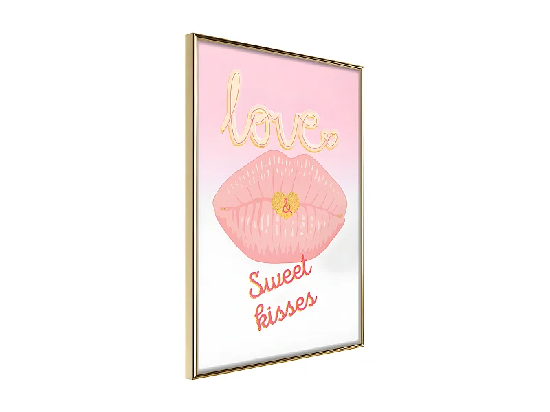 Affiche Murale Encadrée "Pink Kisses" 40 x 60 cm Or