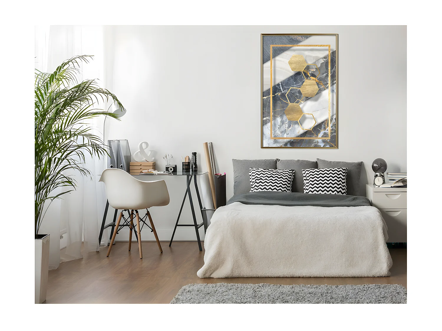 Affiche Murale Encadrée "Marble Composition III" 40 x 60 cm Or