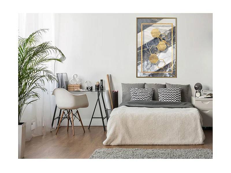 Affiche Murale Encadrée "Marble Composition III" 40 x 60 cm Or