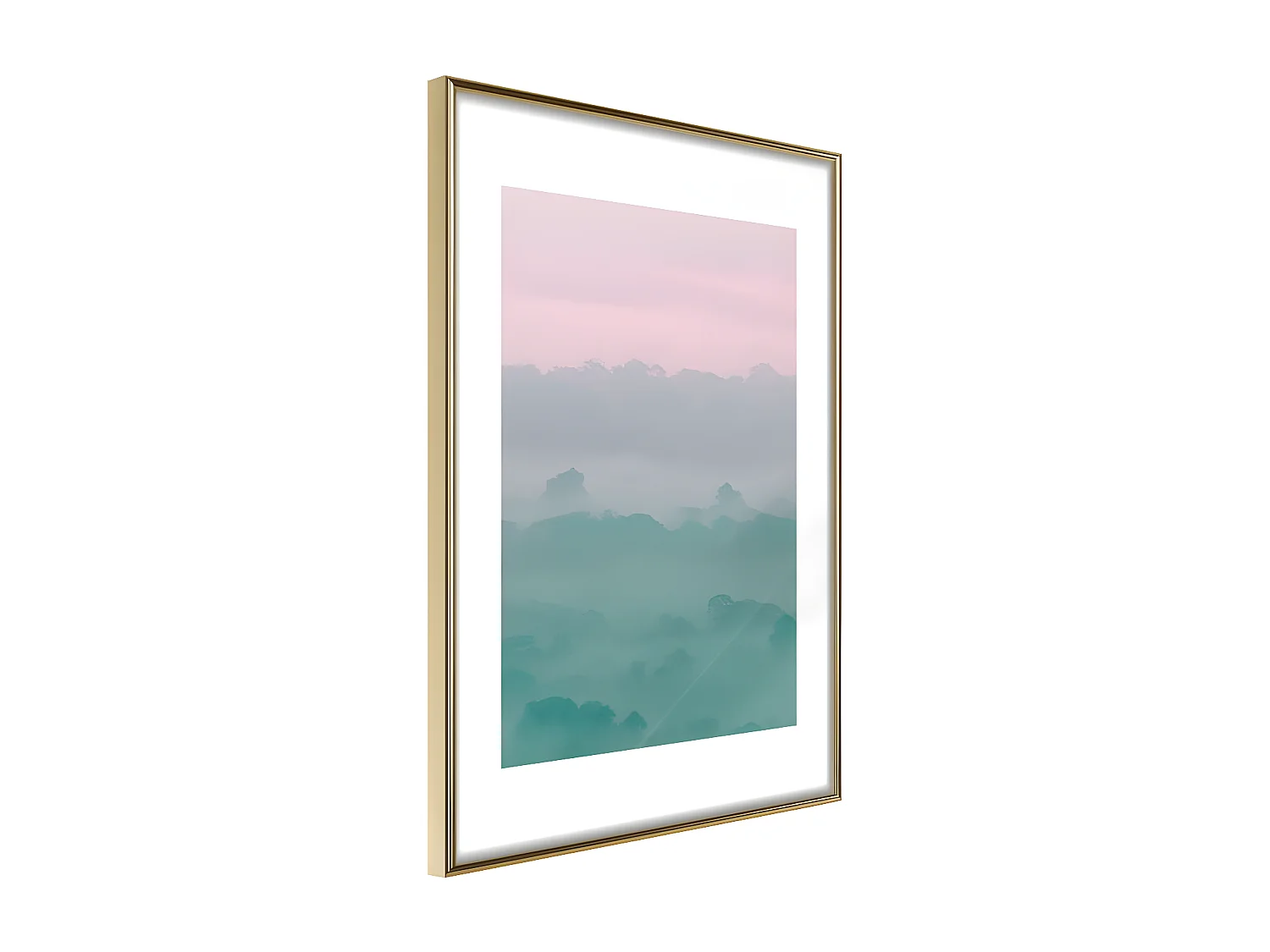 Affiche Murale Encadrée "Morning Fog" 21 x 30 cm Or