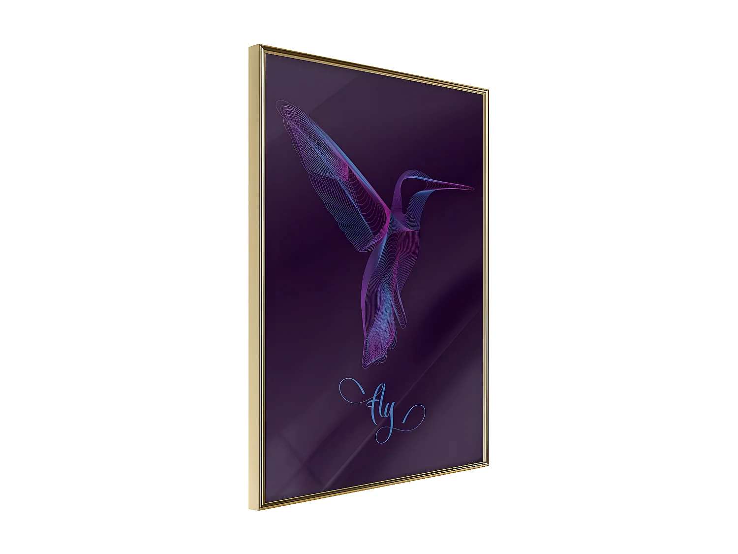 Affiche Murale Encadrée "Fluorescent Hummingbird " 40 x 60 cm Or