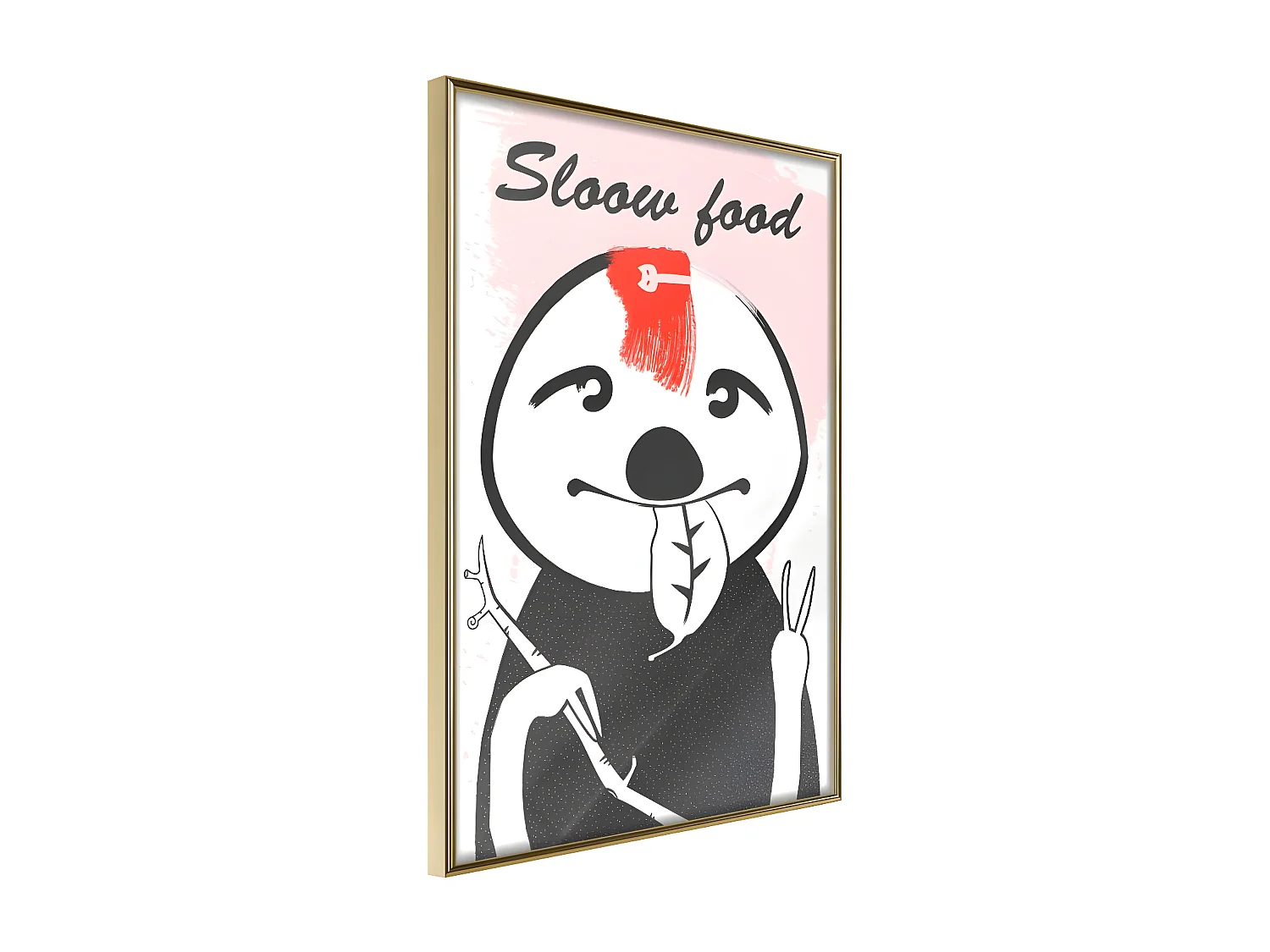 Affiche Murale Encadrée "Sloth's Favourite Food " 40 x 60 cm Or