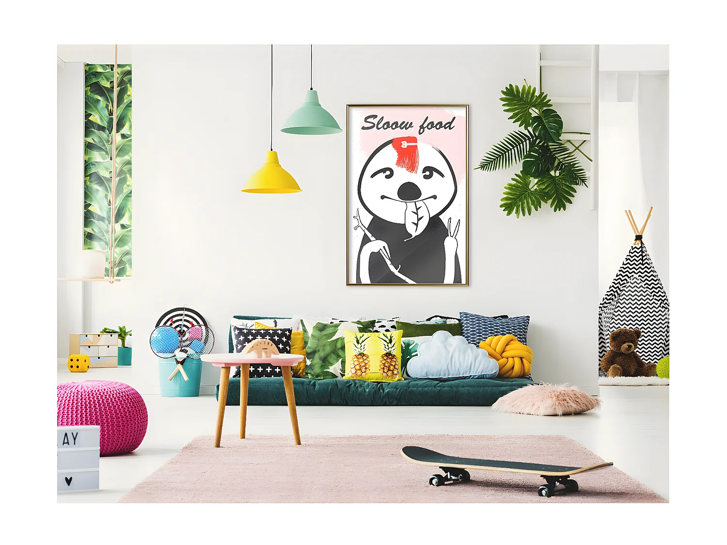 Affiche Murale Encadrée "Sloth's Favourite Food " 40 x 60 cm Or