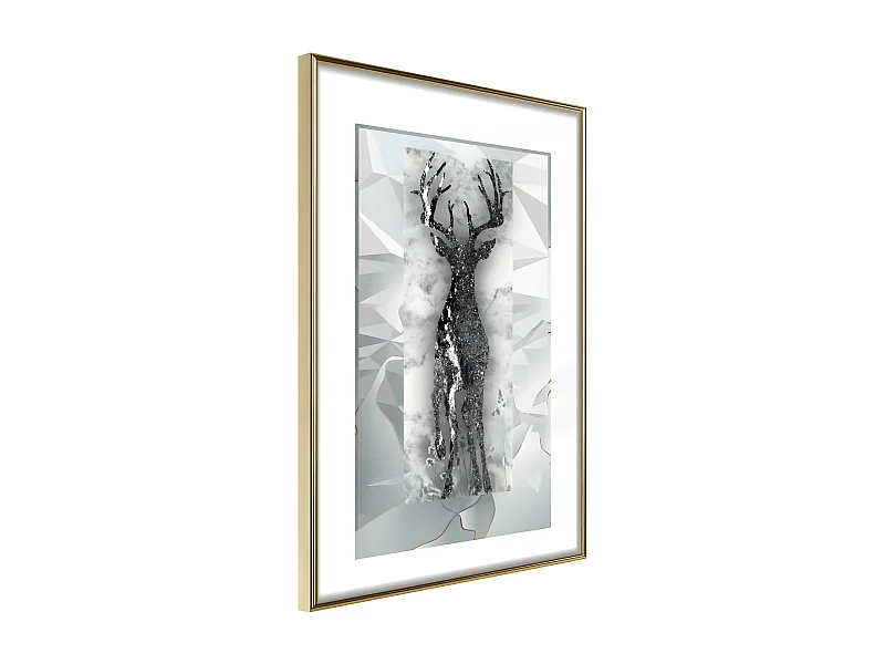 Affiche Murale Encadrée "Crystal Deer" 21 x 30 cm Or