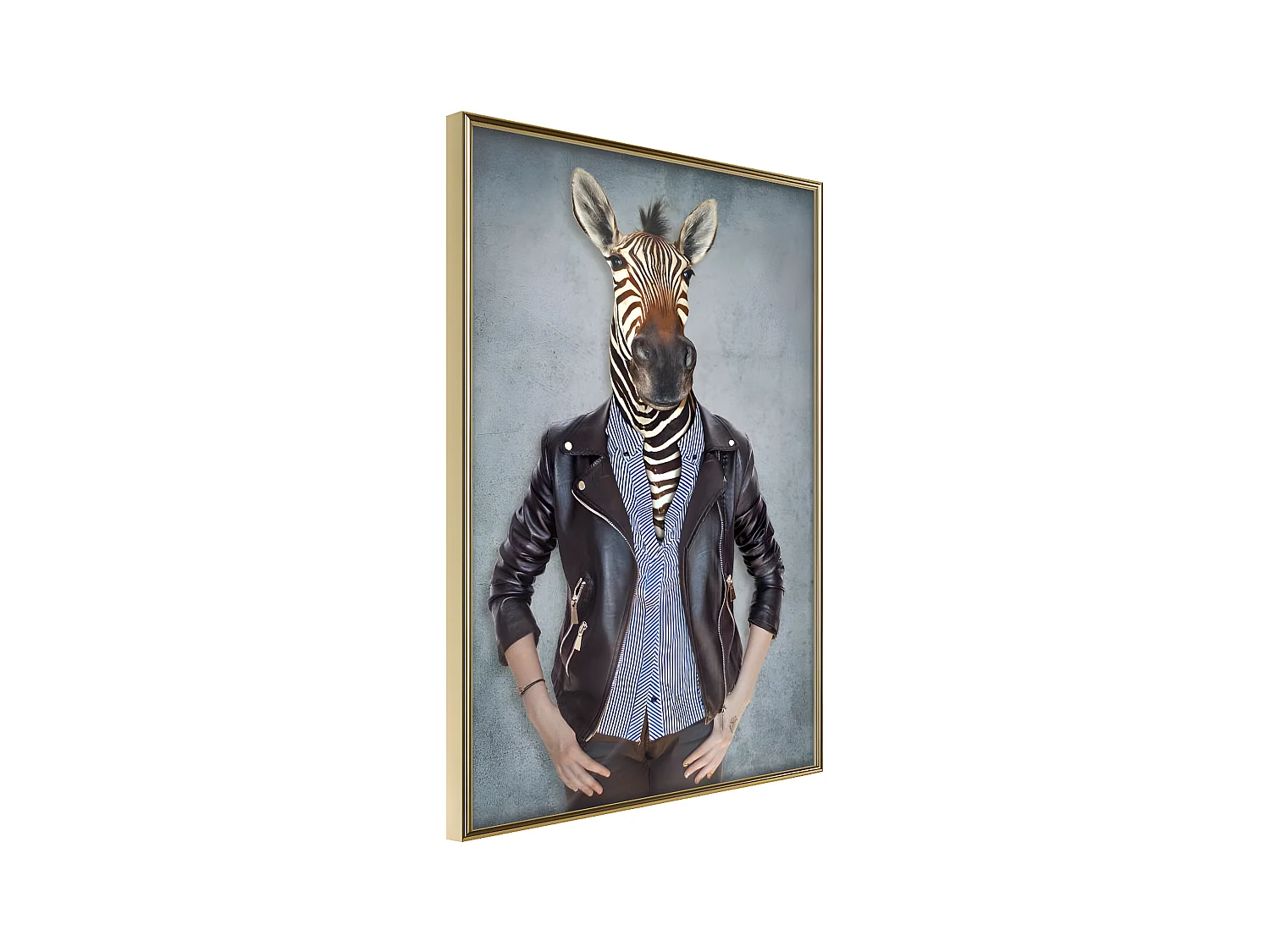 Affiche Murale Encadrée "Animal Alter Ego Zebra" 21 x 30 cm Or