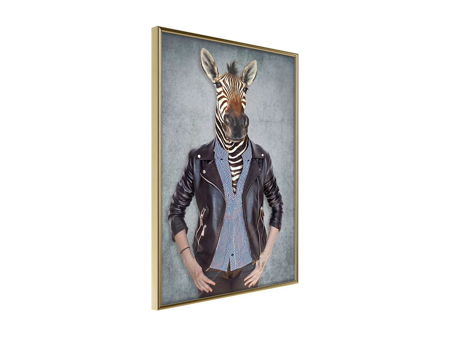 Affiche Murale Encadrée "Animal Alter Ego Zebra" 21 x 30 cm Or
