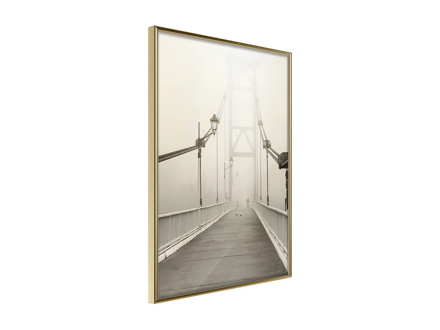 Affiche Murale Encadrée "Bridge Disappearing into Fog" 40 x 60 cm Or