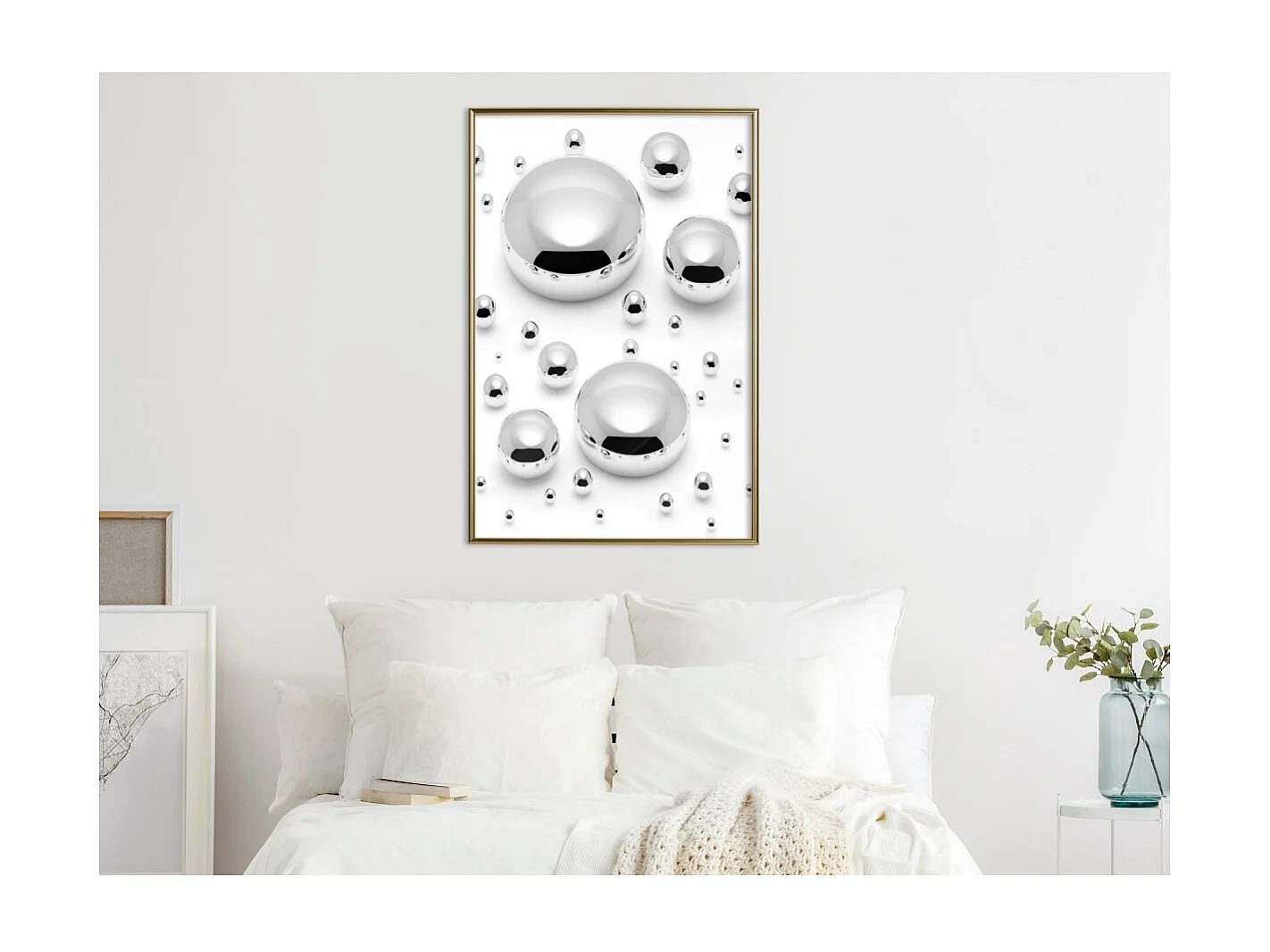 Affiche Murale Encadrée "Silver Drops" 40 x 60 cm Or