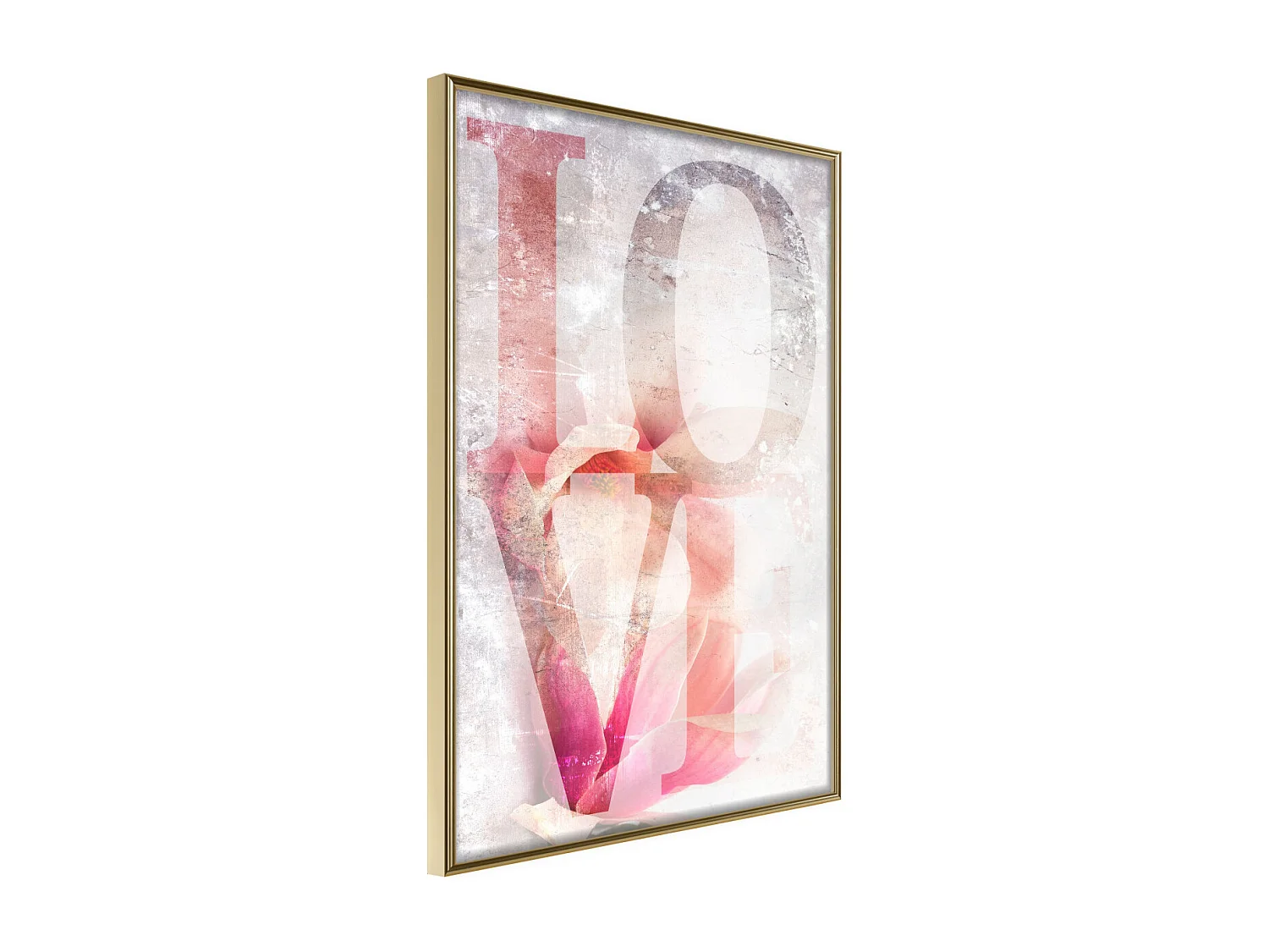 Affiche Murale Encadrée "Love II" 21 x 30 cm Or