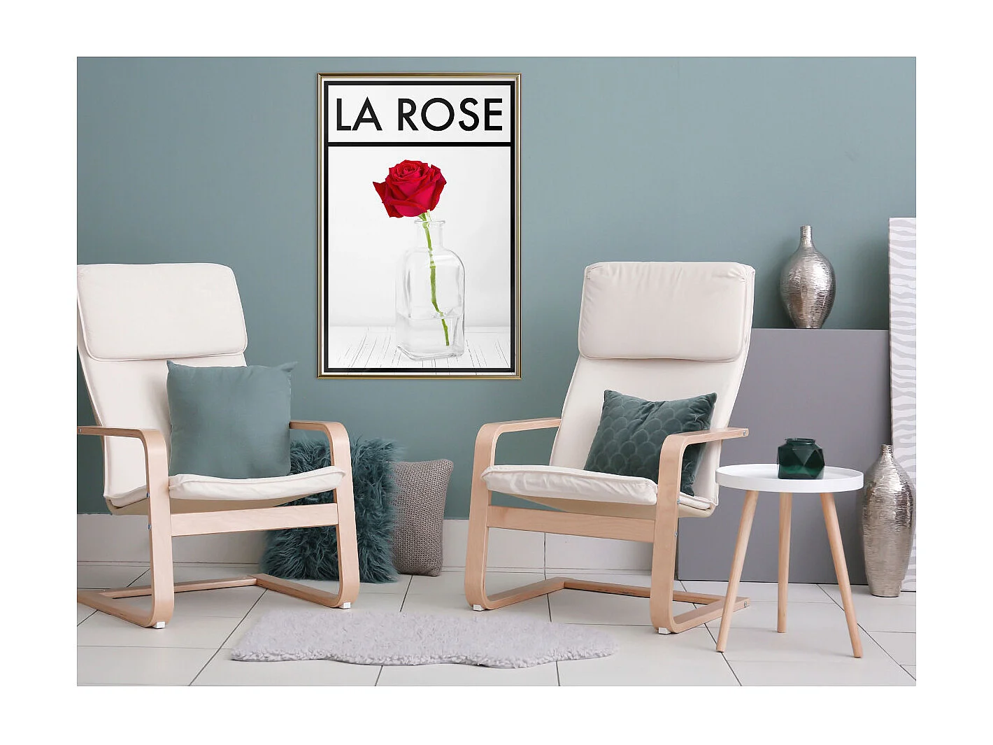 Affiche Murale Encadrée "Rose in the Vase" 40 x 60 cm Or