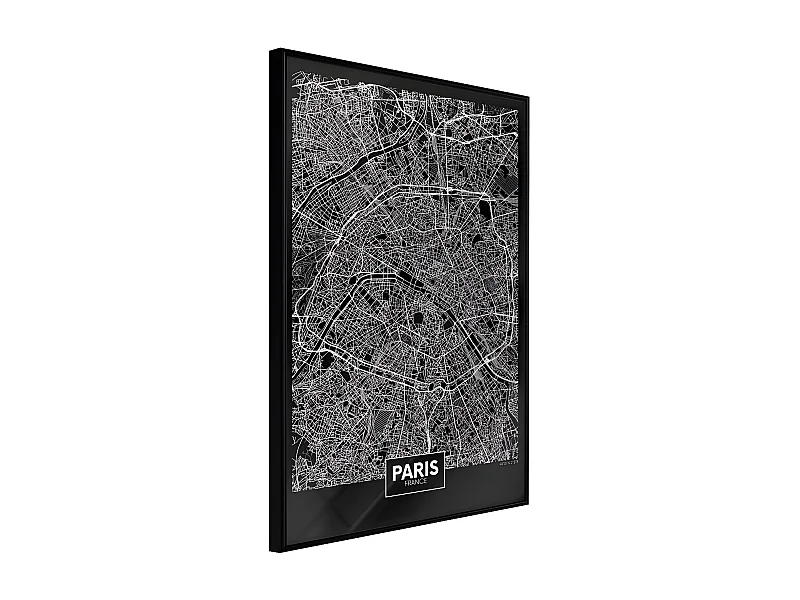 Affiche Murale Encadrée "City Map Paris Dark" 21 x 30 cm Noir