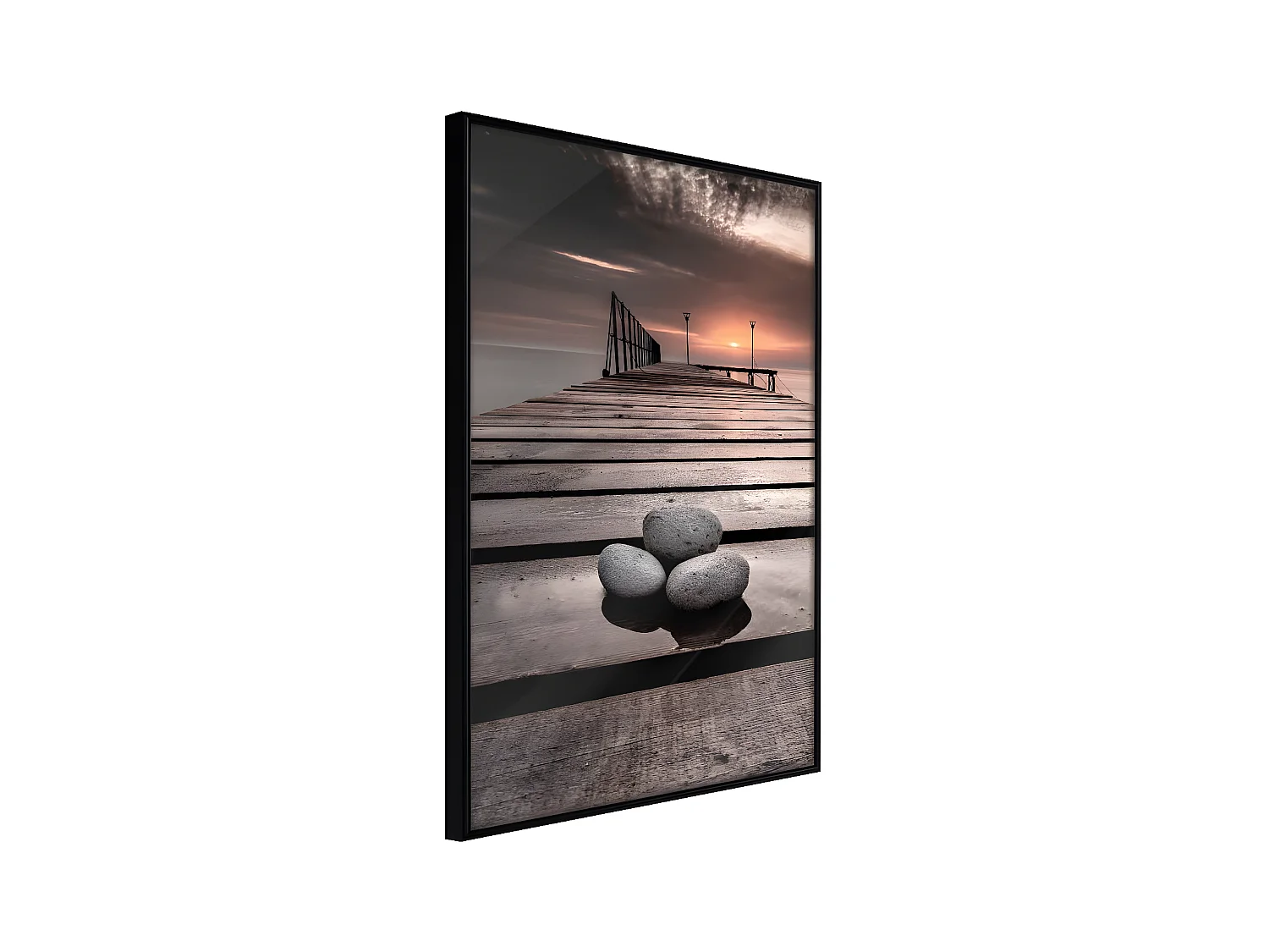 Affiche Murale Encadrée "Stones on the Pier" 30 x 42 cm Noir