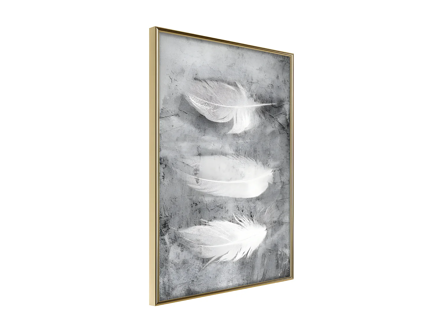 Affiche Murale Encadrée "Delicate Feathers" 30 x 42 cm Or