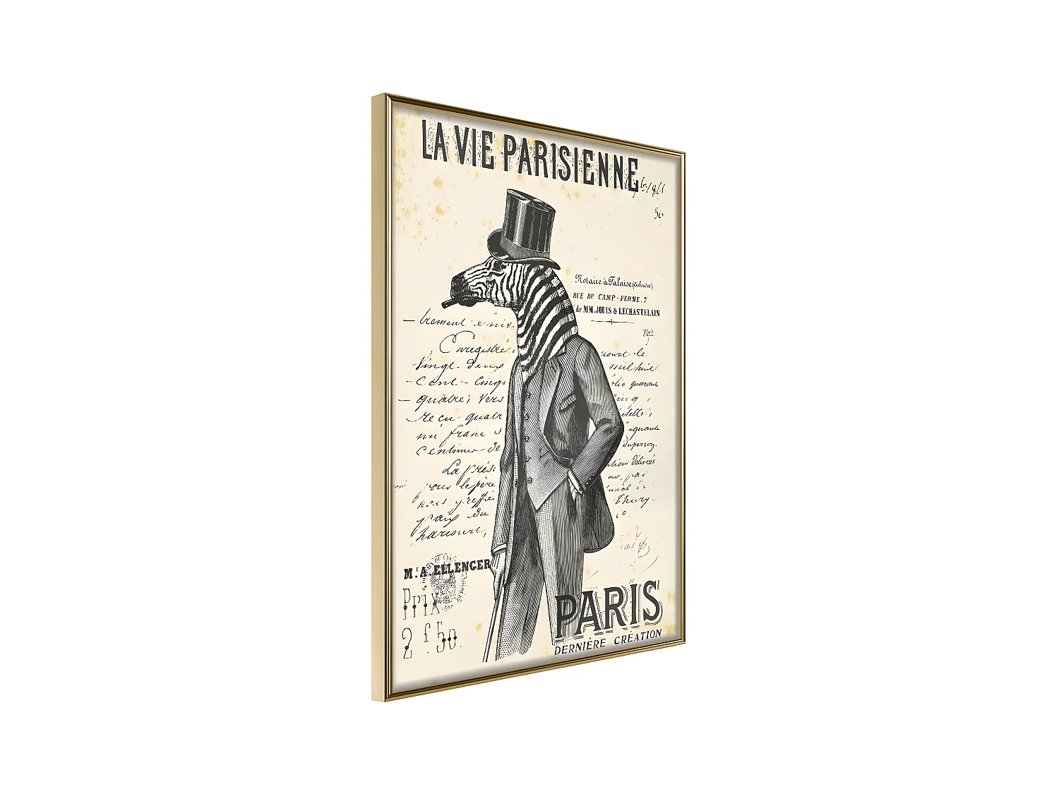 Affiche Murale Encadrée "The Parisian Life" 30 x 42 cm Or