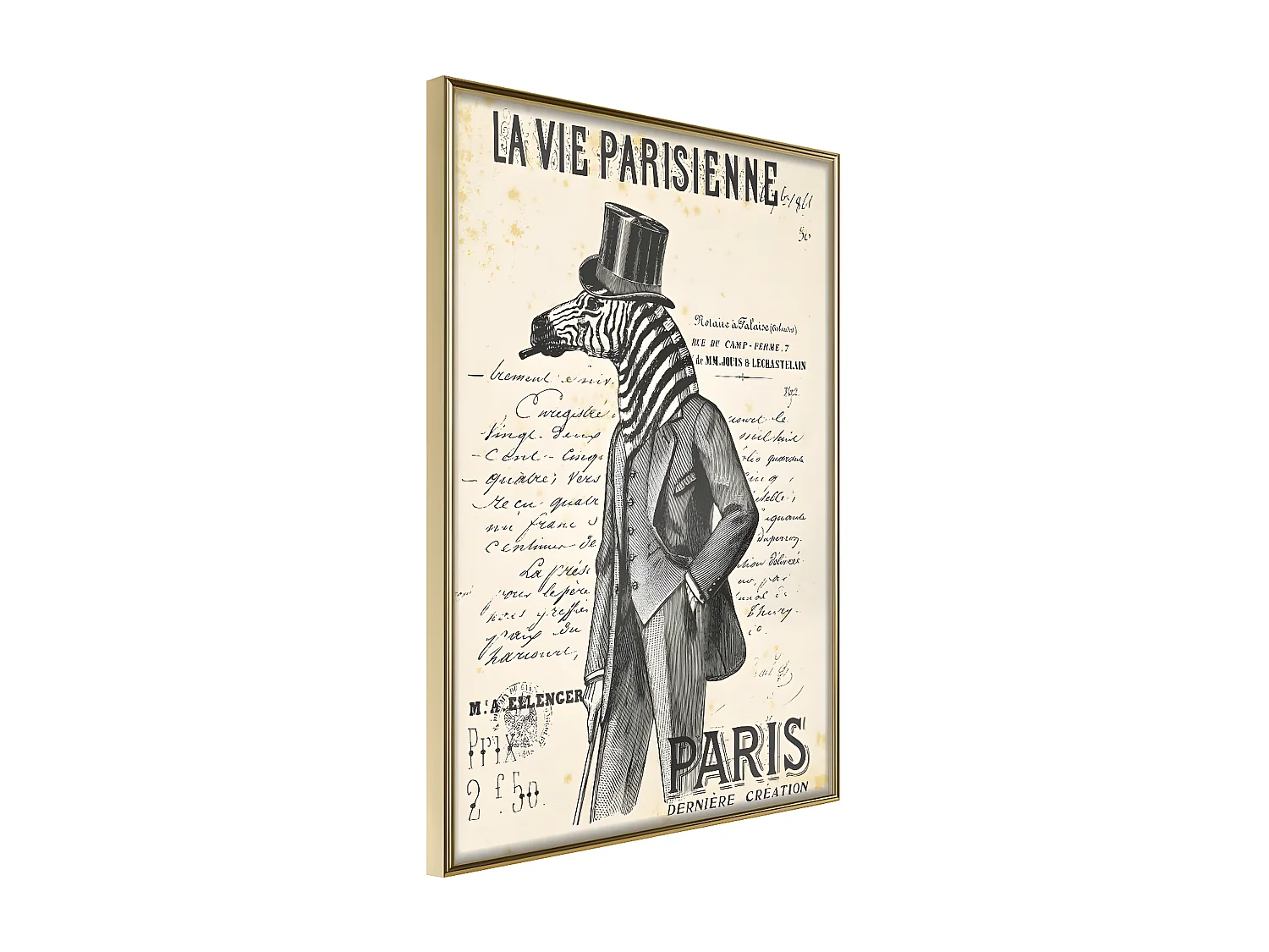 Affiche Murale Encadrée "The Parisian Life" 30 x 42 cm Or