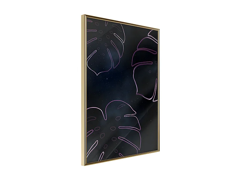 Affiche Murale Encadrée "Monstera Outline" 30 x 42 cm Or