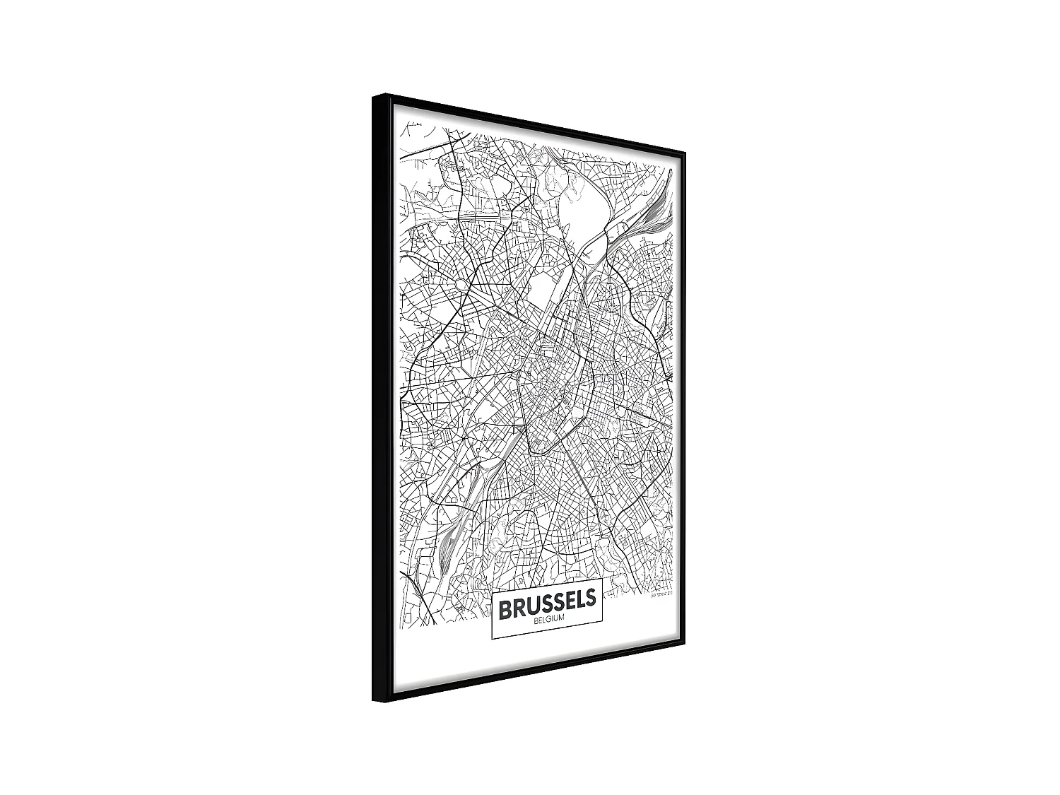 Affiche Murale Encadrée "City map Brussels" 40 x 60 cm Noir
