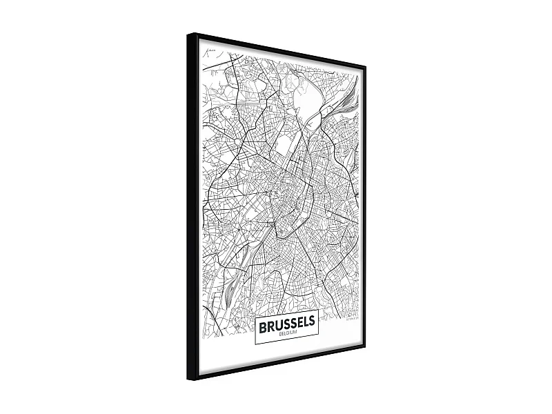 Affiche Murale Encadrée "City map Brussels" 40 x 60 cm Noir