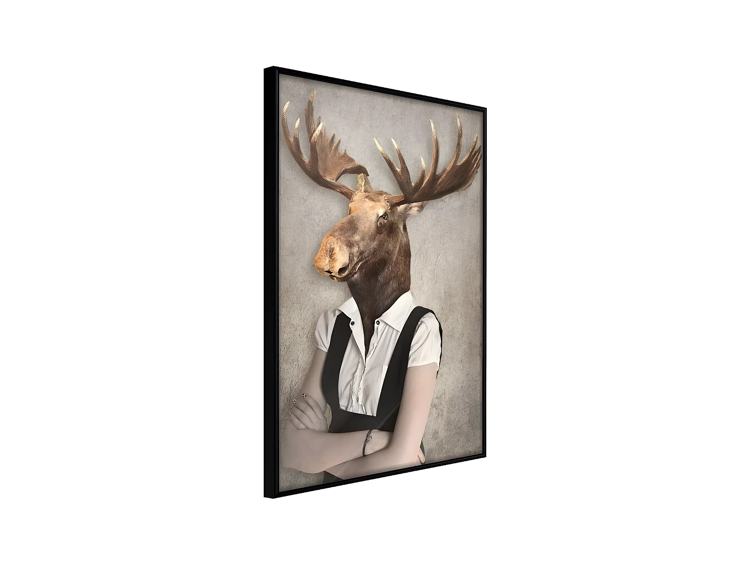 Affiche Murale Encadrée "Animal Alter Ego Moose" 21 x 30 cm Noir