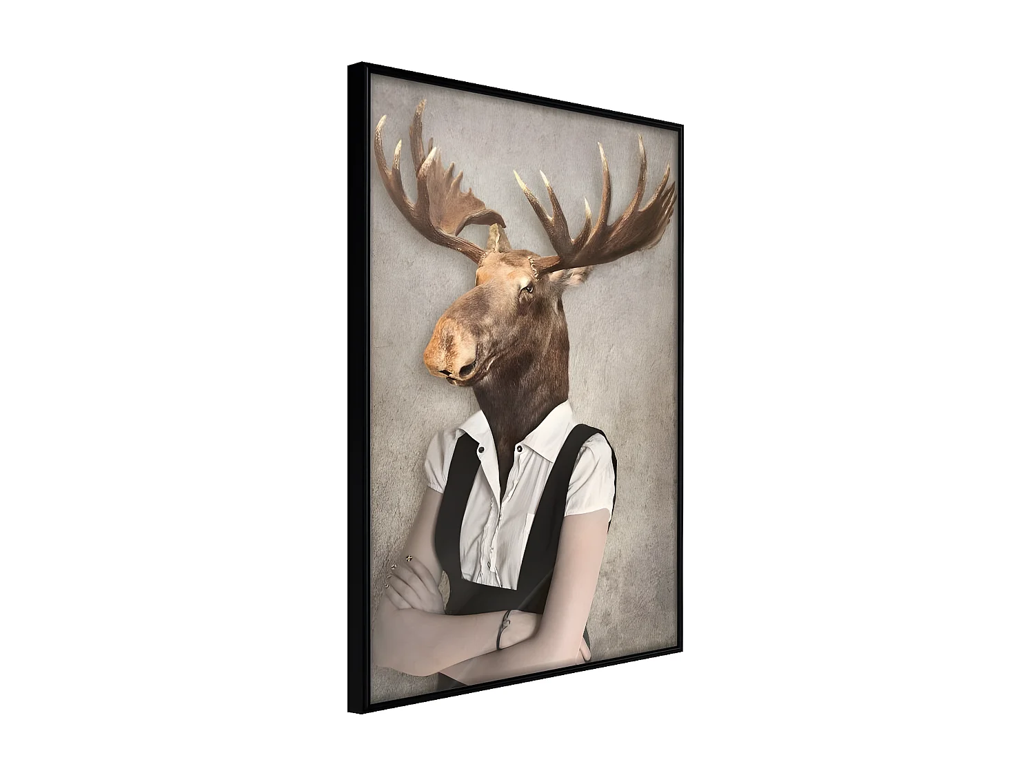 Affiche Murale Encadrée "Animal Alter Ego Moose" 21 x 30 cm Noir