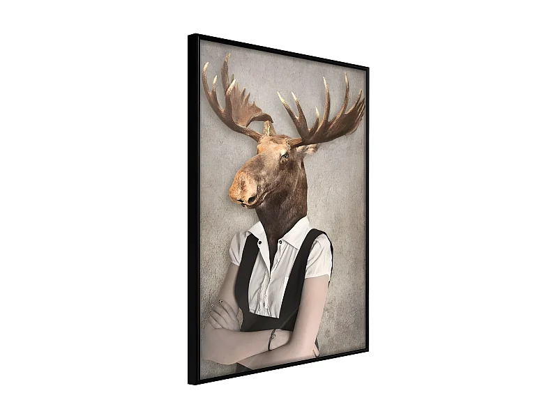 Affiche Murale Encadrée "Animal Alter Ego Moose" 21 x 30 cm Noir
