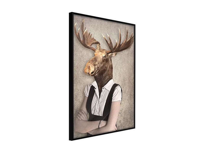 Affiche Murale Encadrée "Animal Alter Ego Moose" 21 x 30 cm Noir