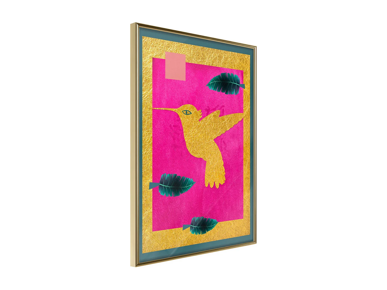 Affiche Murale Encadrée "Native American Hummingbird" 30 x 42 cm Or