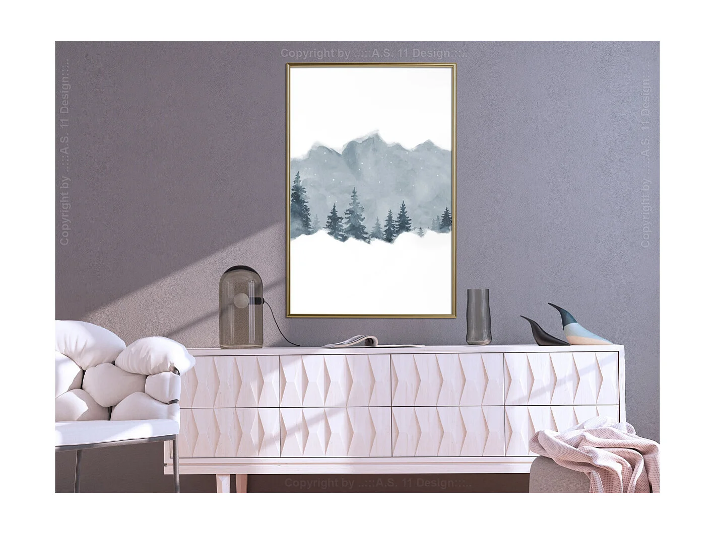 Affiche Murale Encadrée "Taiga" 40 x 60 cm Or