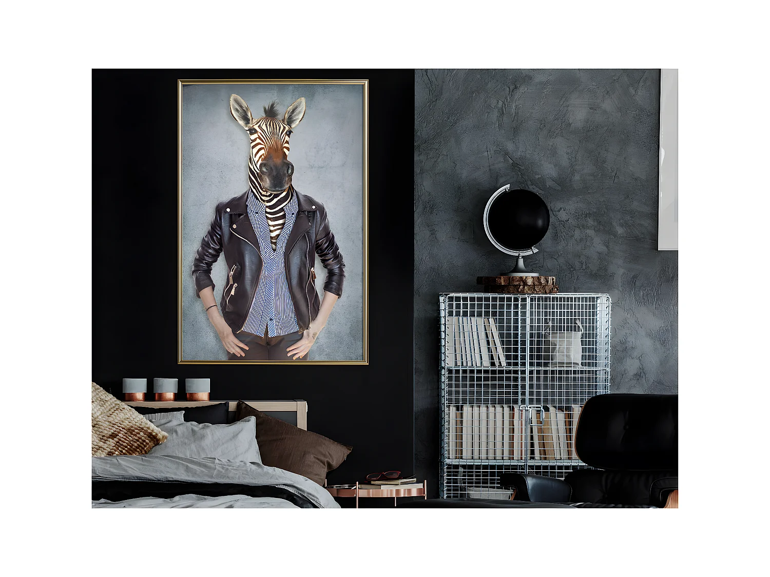 Affiche Murale Encadrée "Animal Alter Ego Zebra" 40 x 60 cm Or