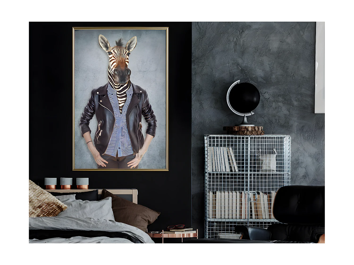 Affiche Murale Encadrée "Animal Alter Ego Zebra" 40 x 60 cm Or