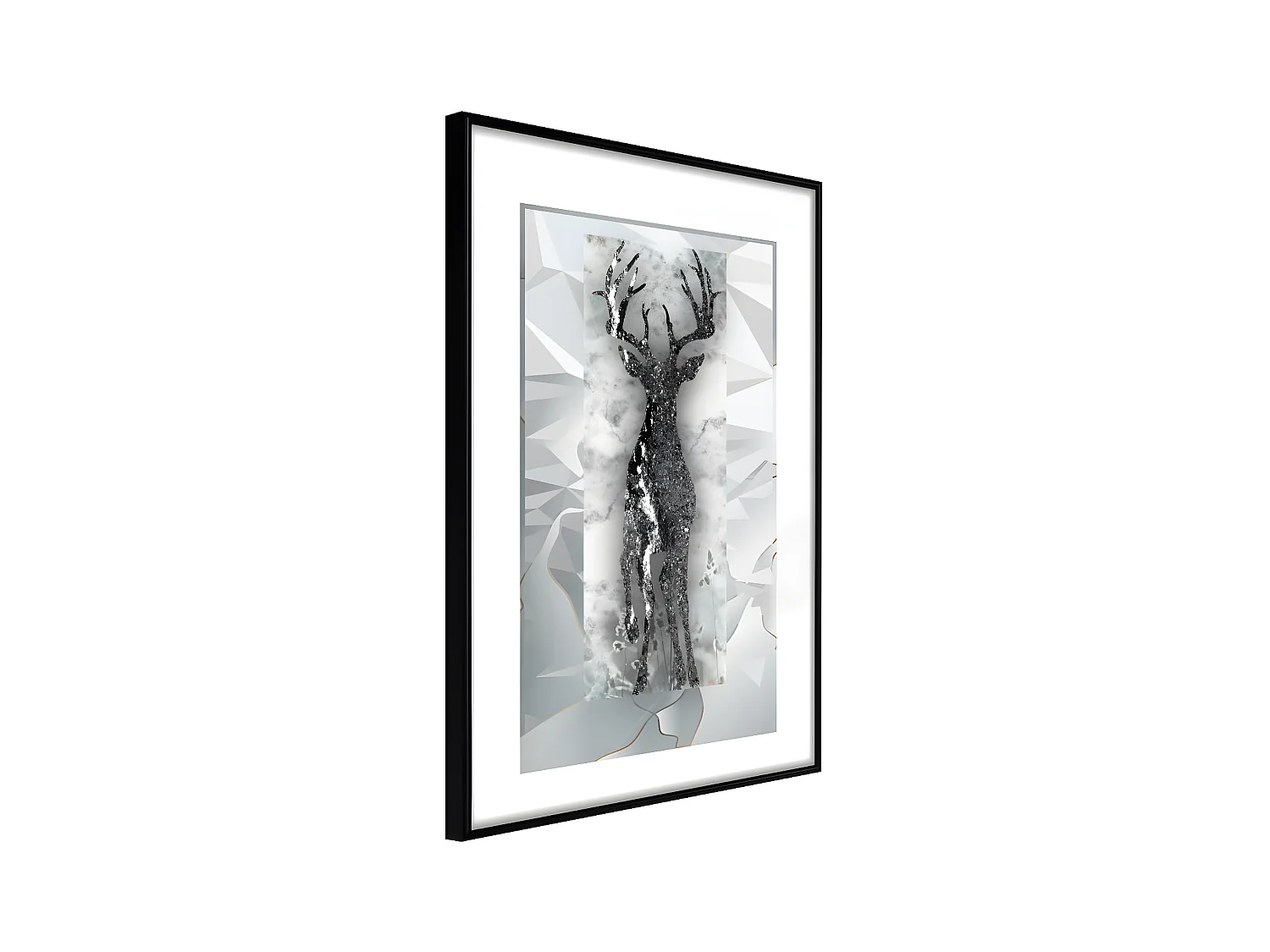 Affiche Murale Encadrée "Crystal Deer" 40 x 60 cm Noir