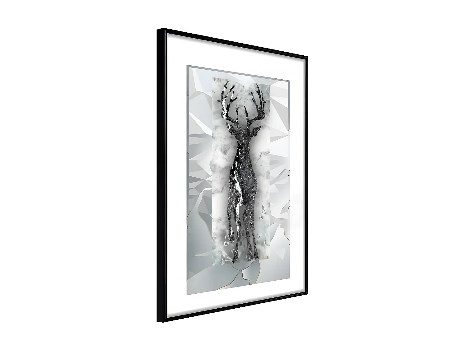 Affiche Murale Encadrée "Crystal Deer" 40 x 60 cm Noir
