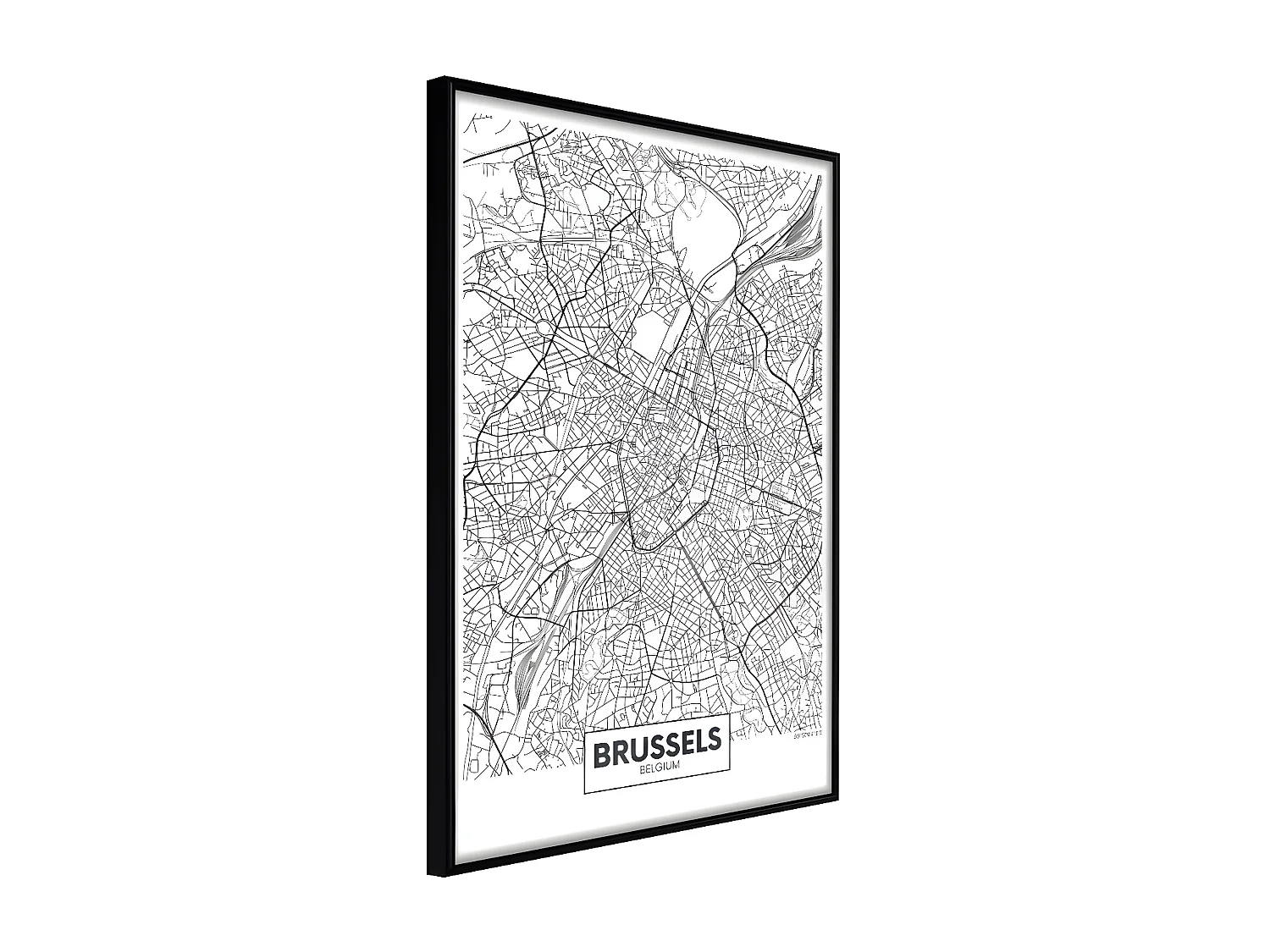 Affiche Murale Encadrée "City map Brussels" 21 x 30 cm Noir