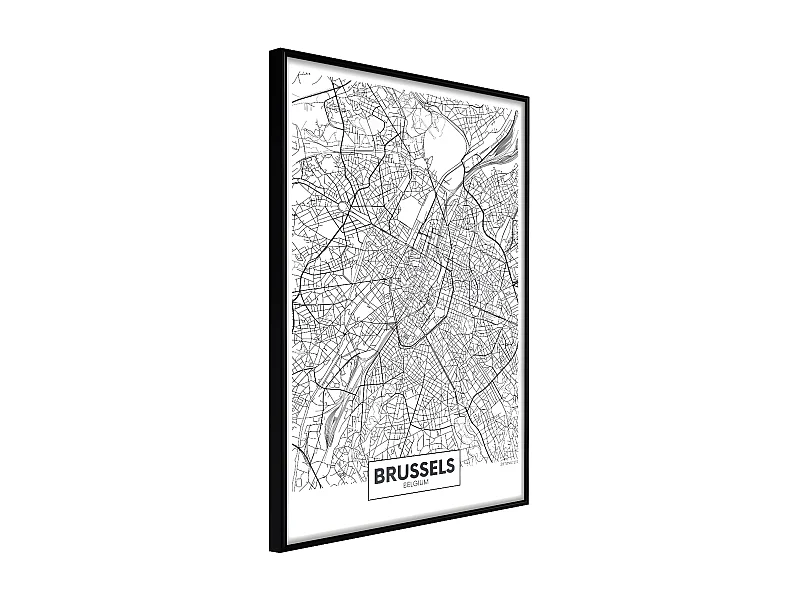 Affiche Murale Encadrée "City map Brussels" 21 x 30 cm Noir