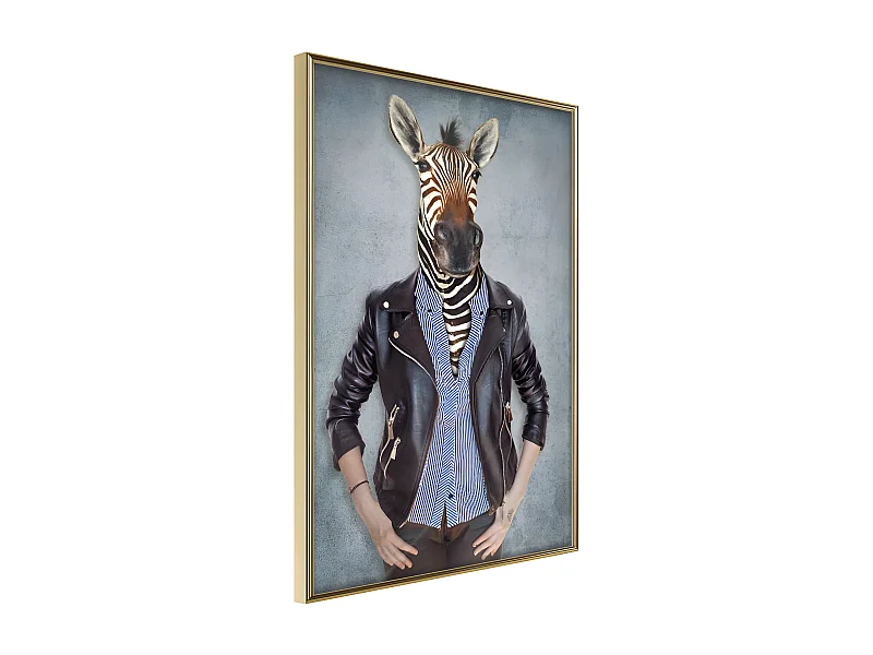 Affiche Murale Encadrée "Animal Alter Ego Zebra" 30 x 42 cm Or