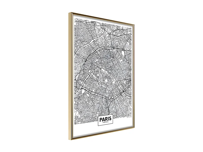 Affiche Murale Encadrée "City Map Paris" 40 x 60 cm Or