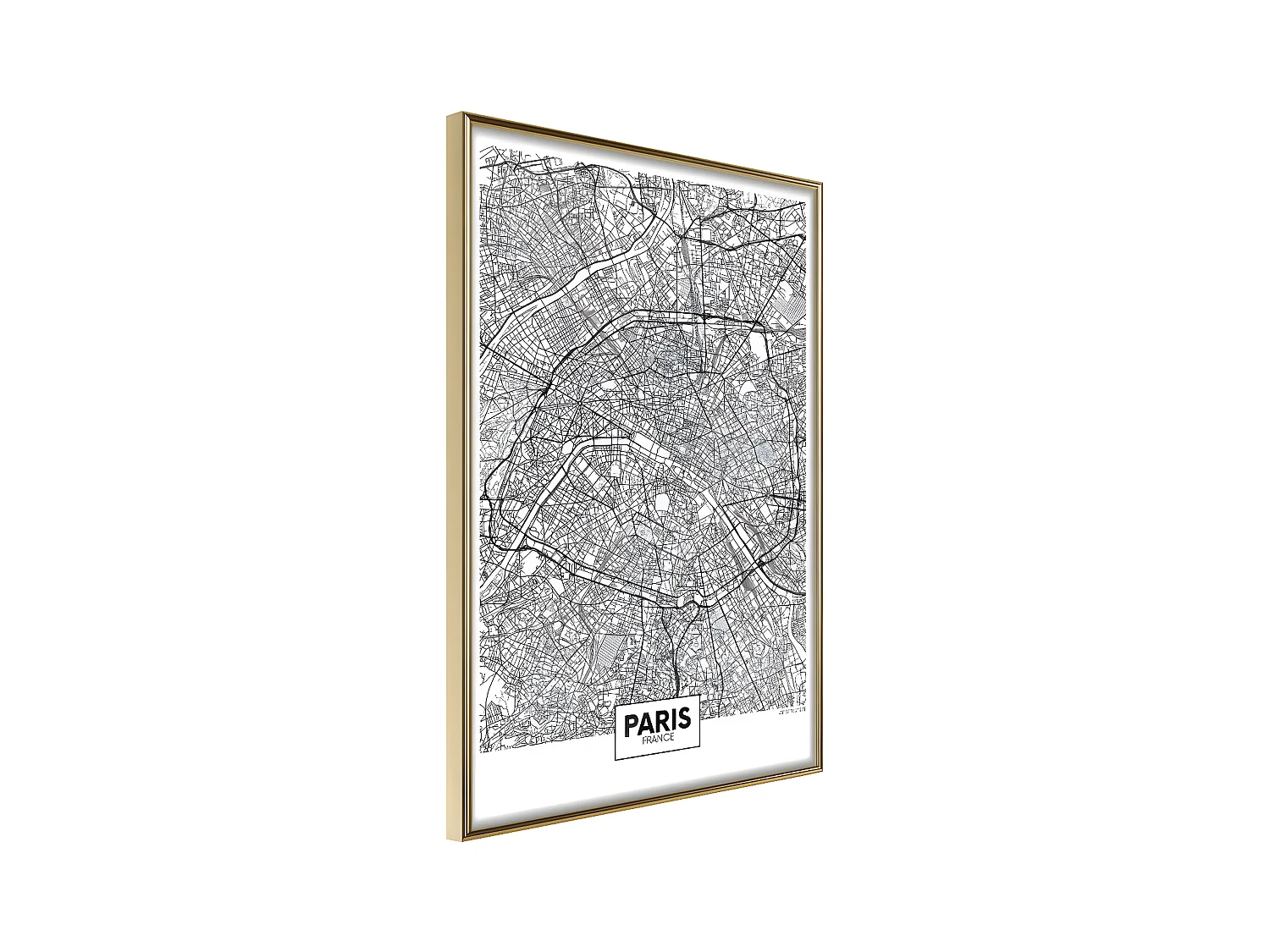 Affiche Murale Encadrée "City Map Paris" 40 x 60 cm Or