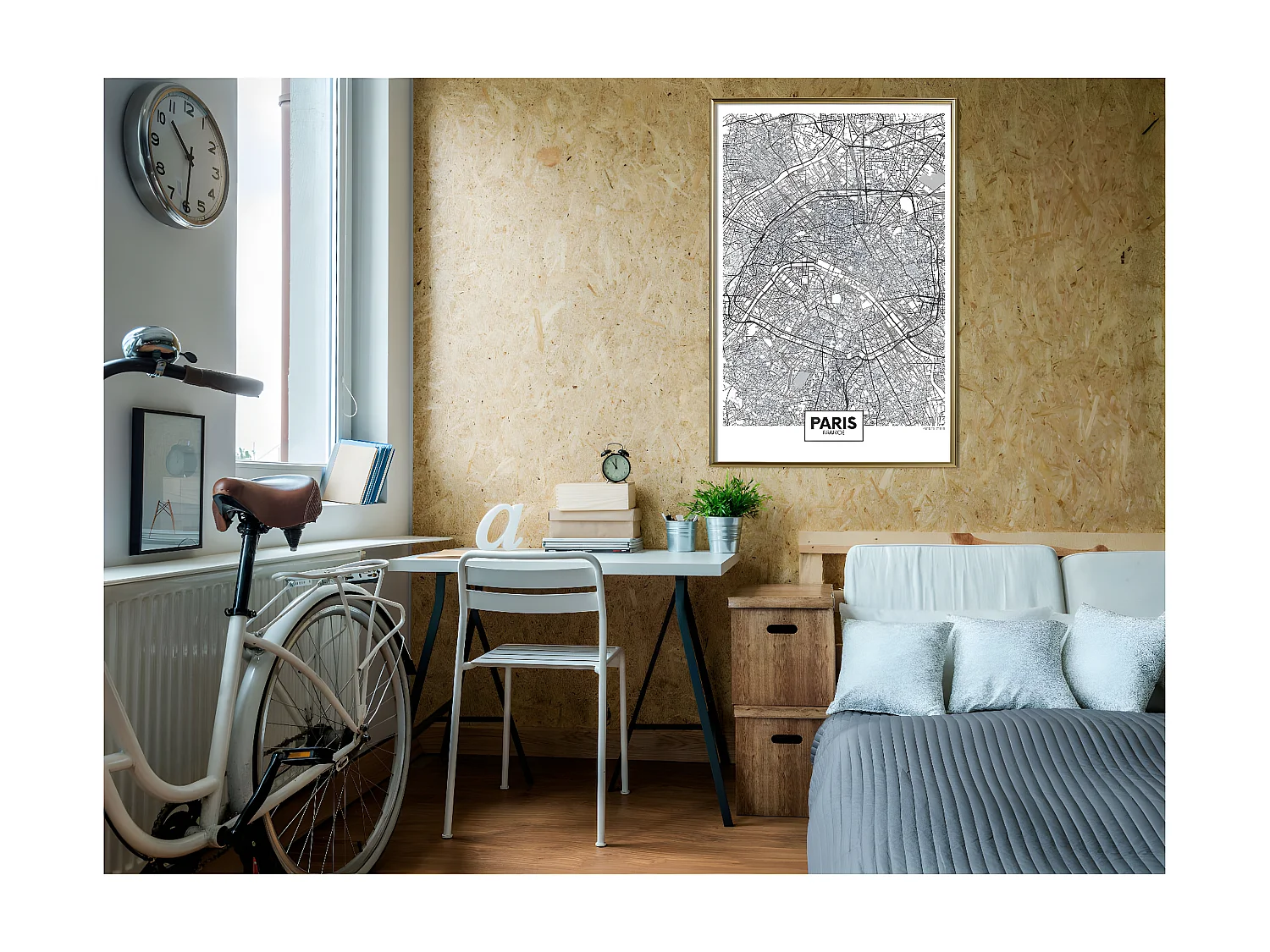 Affiche Murale Encadrée "City Map Paris" 40 x 60 cm Or