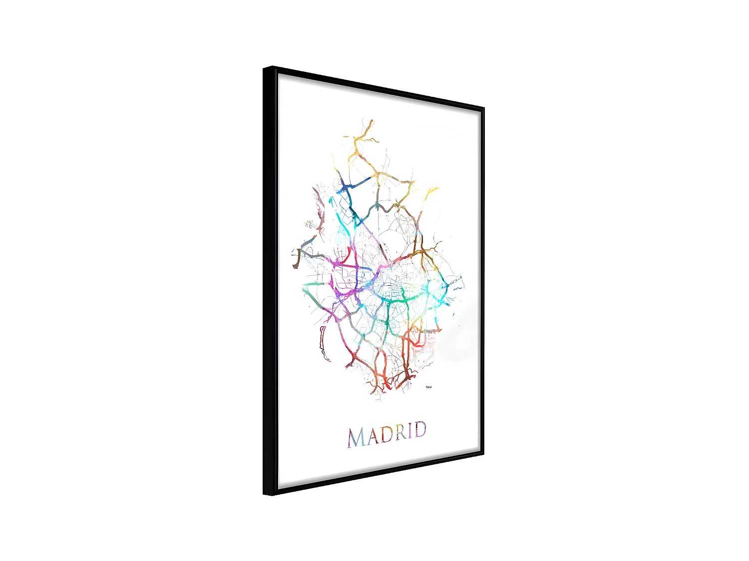 Affiche Murale Encadrée "City Map Madrid Colour" 21 x 30 cm Noir