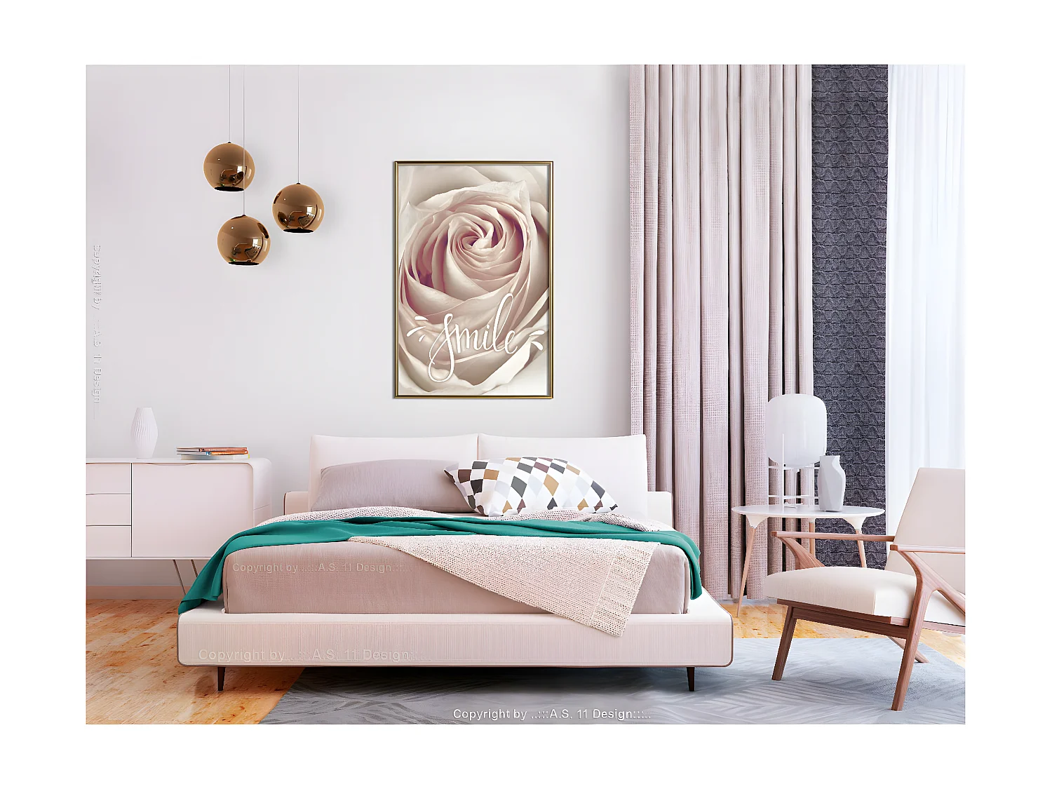 Affiche Murale Encadrée "Rose with a Message " 40 x 60 cm Or