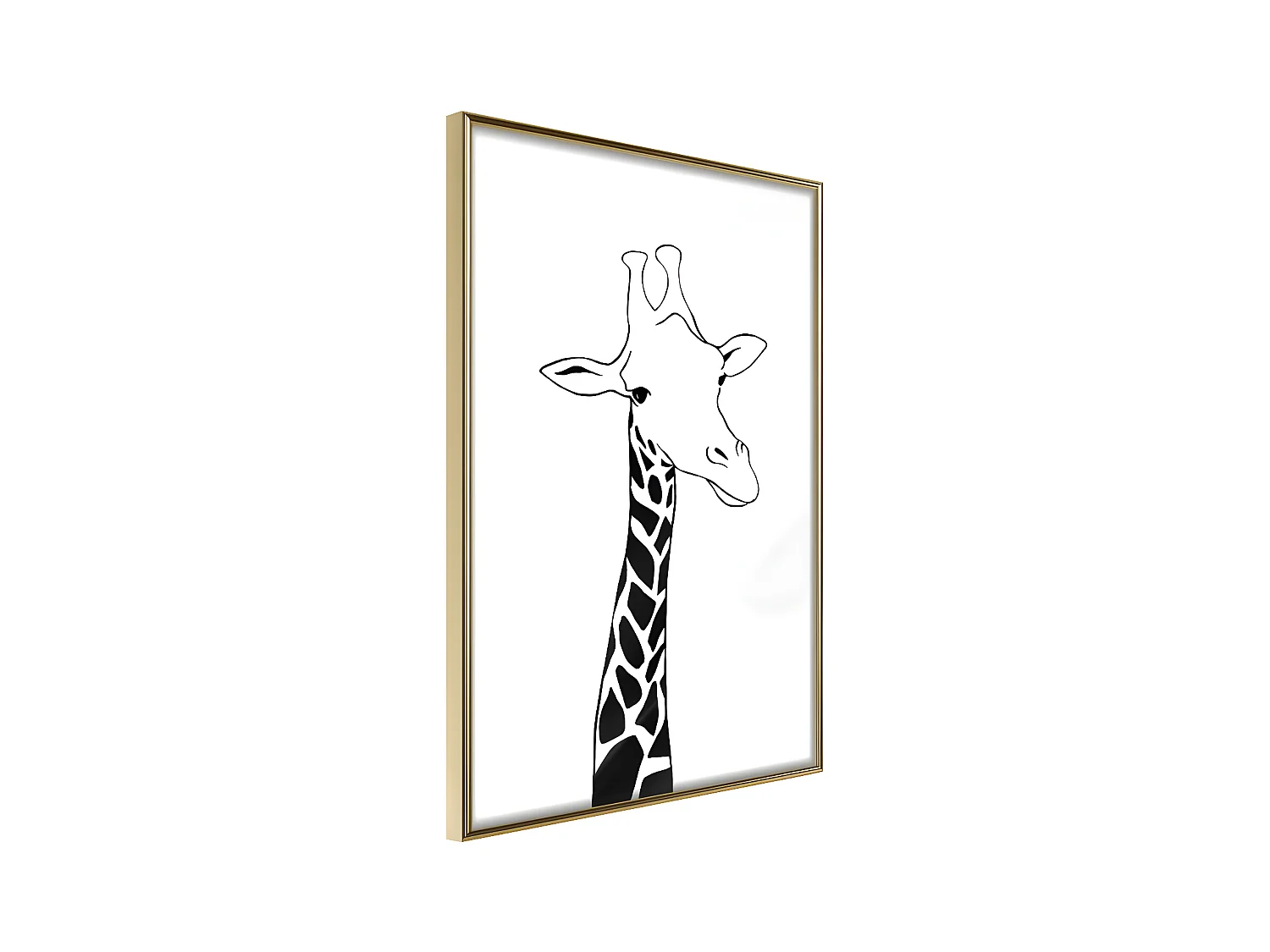 Affiche Murale Encadrée "Black and White Giraffe" 30 x 42 cm Or