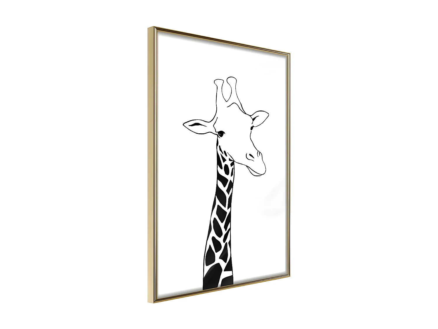 Affiche Murale Encadrée "Black and White Giraffe" 30 x 42 cm Or