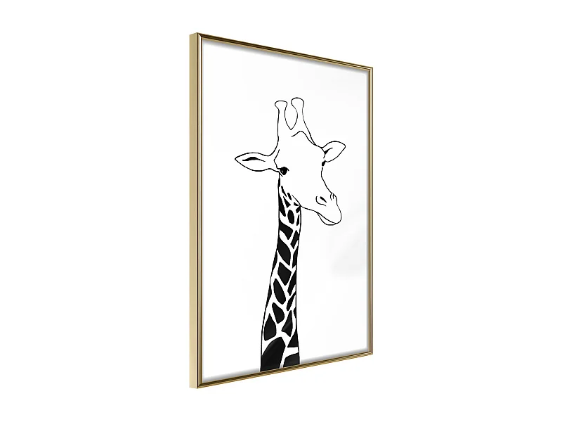 Affiche Murale Encadrée "Black and White Giraffe" 30 x 42 cm Or