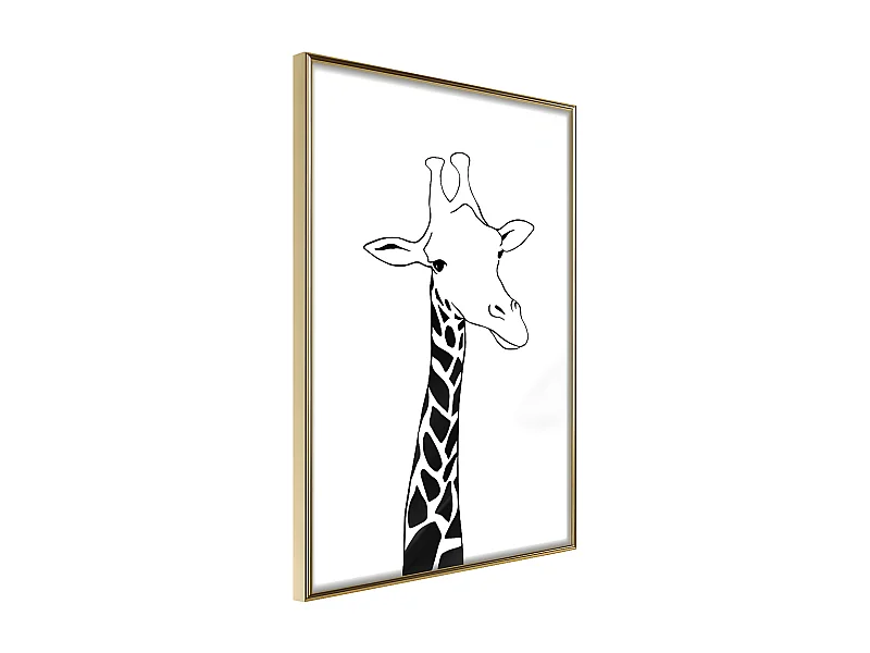 Affiche Murale Encadrée "Black and White Giraffe" 40 x 60 cm Or