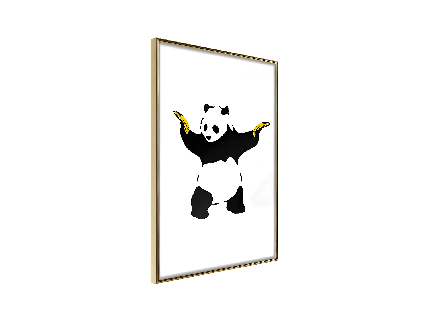 Affiche Murale Encadrée "Banksy Panda With Guns" 30 x 42 cm Or