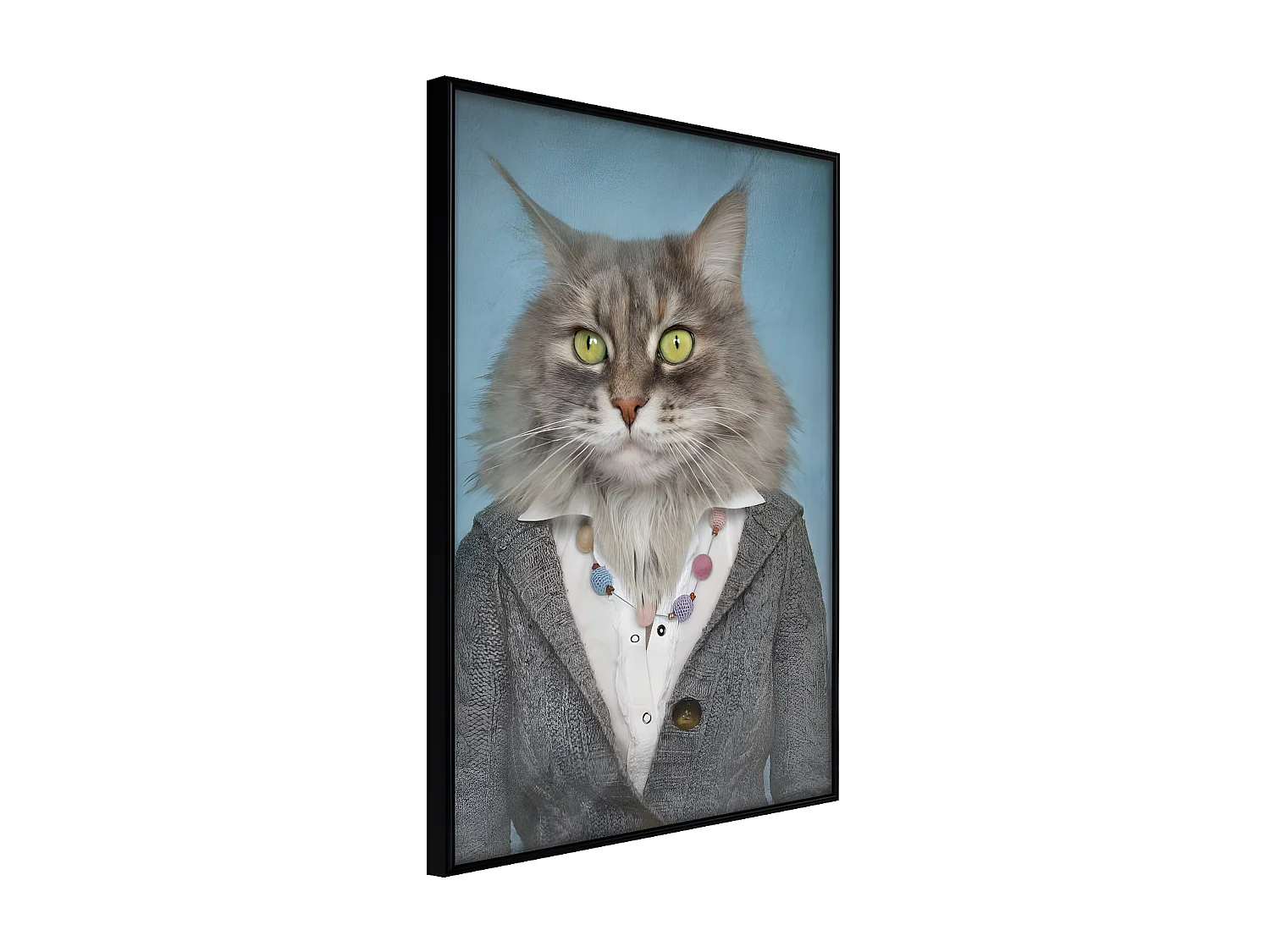 Affiche Murale Encadrée "Animal Alter Ego Cat" 40 x 60 cm Noir