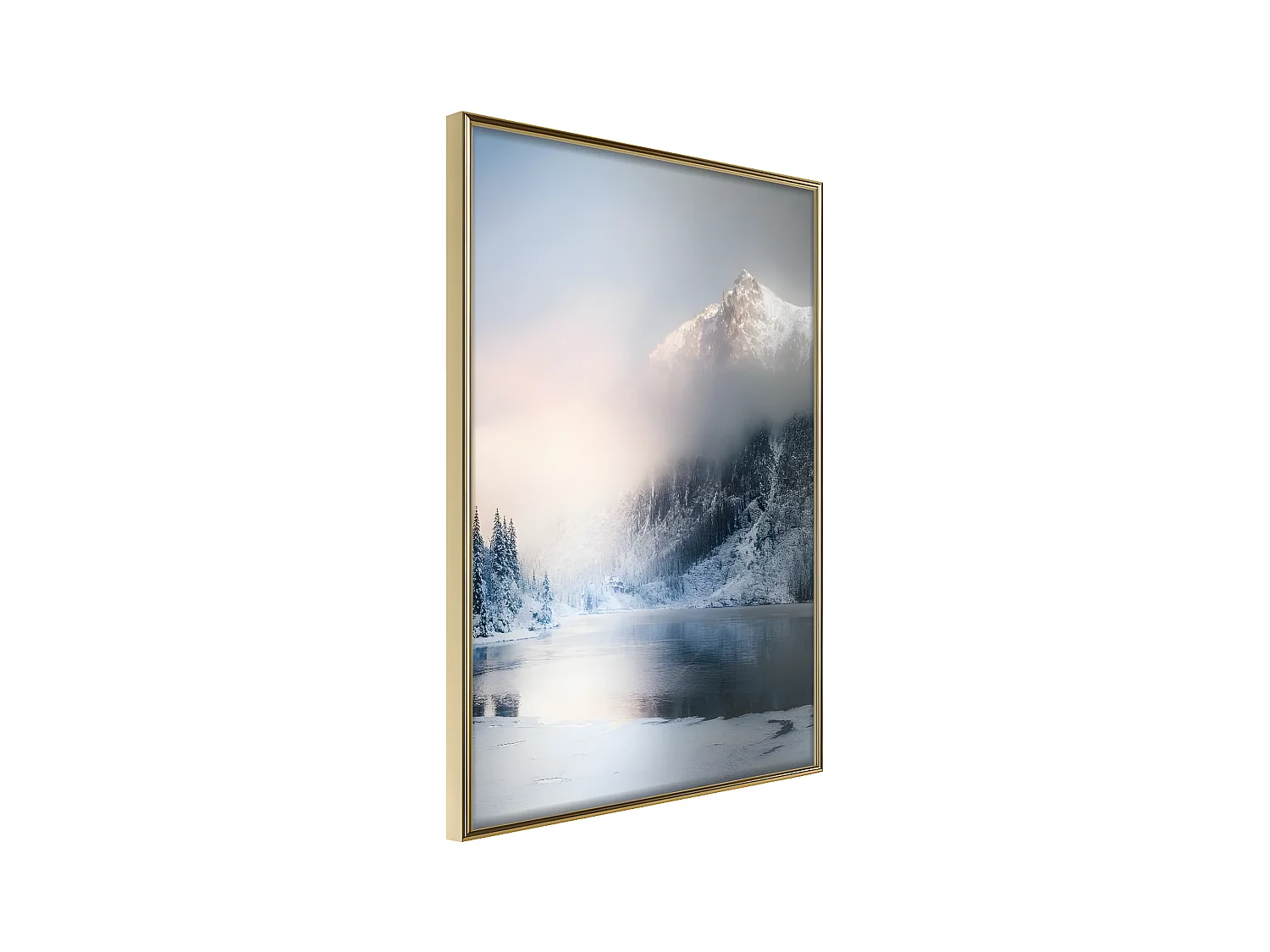 Affiche Murale Encadrée "Winter in the Mountains" 30 x 42 cm Or