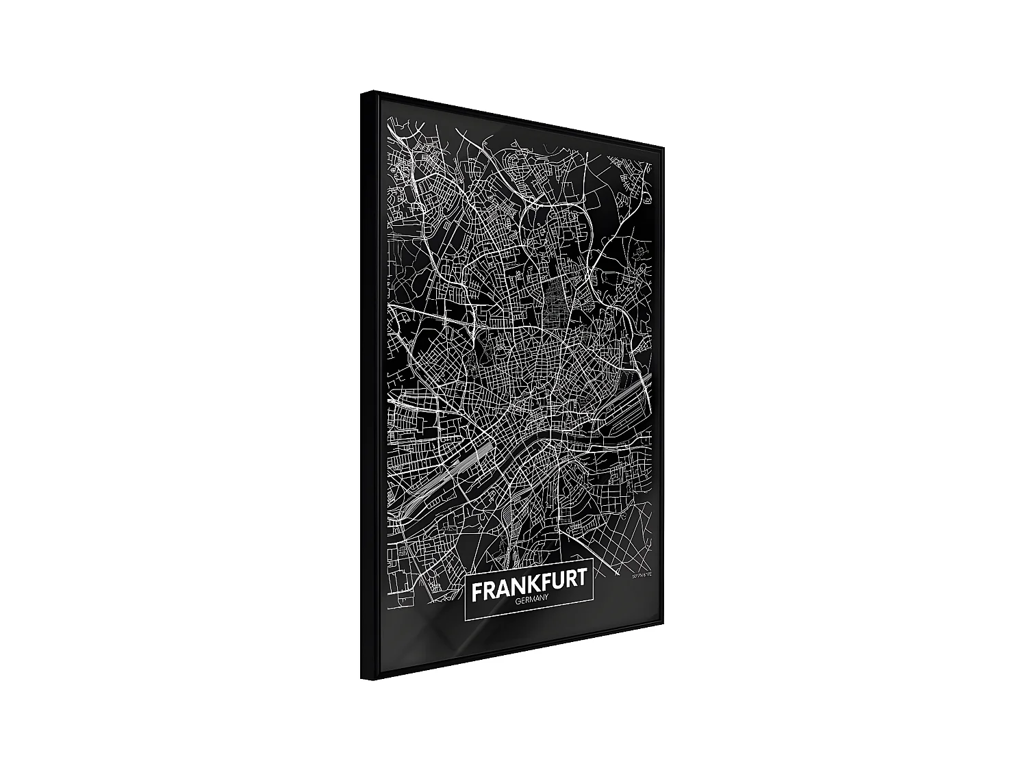 Affiche Murale Encadrée "City Map Frankfurt Dark" 40 x 60 cm Noir
